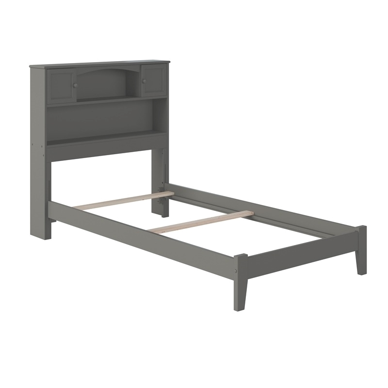 Leo & Lacey 2-Shelf Traditional Solid Wood Twin XL Bed in Gray