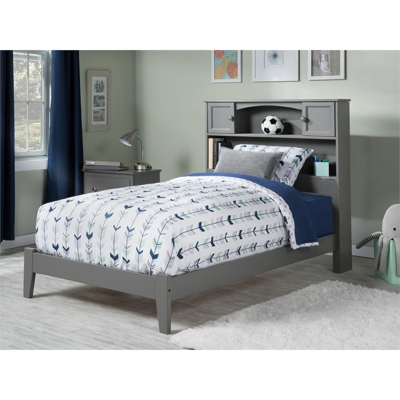Leo & Lacey 2-Shelf Traditional Wood Twin Traditional Bed in Gray