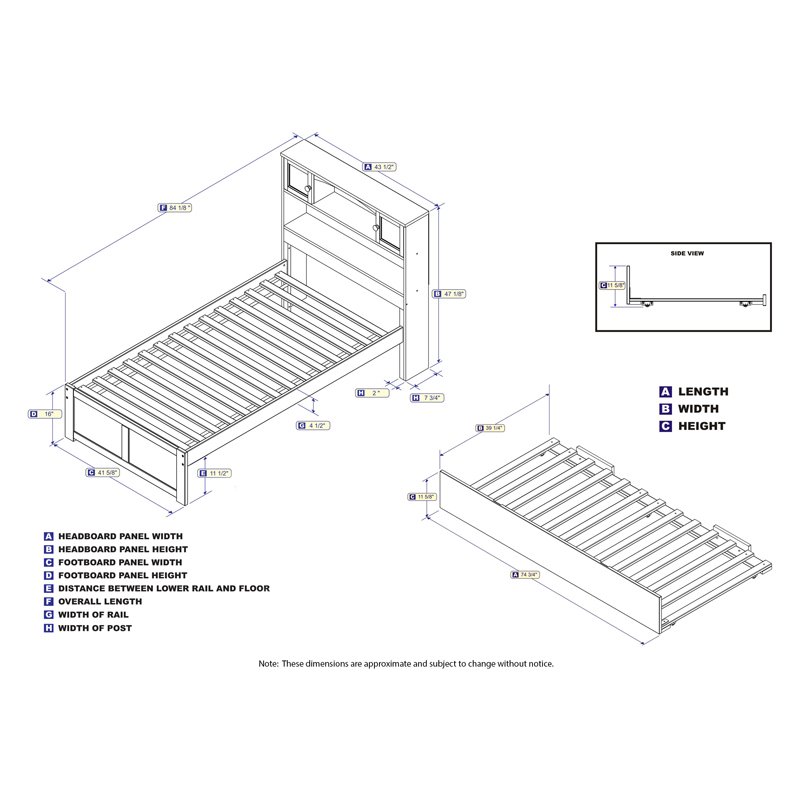 Leo & Lacey Modern Solid Wood Twin Platform Bed with Twin Trundle in Gray