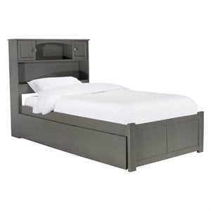 Leo & Lacey Modern Solid Wood Twin Platform Bed with Twin Trundle in Gray
