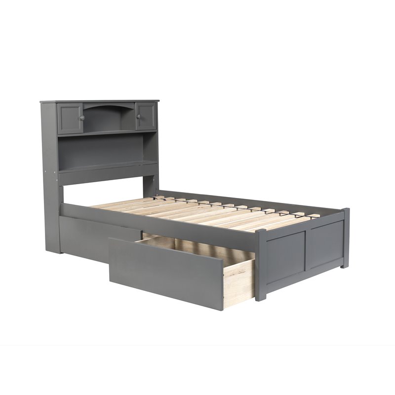 Leo Lacey Twin Platform Bed With Flat Panel Foot Board And 2