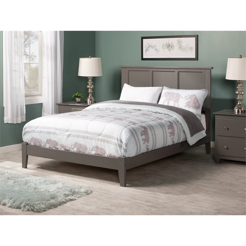 Leo & Lacey Madison Full Solid Wood Foundation Bed in Grey