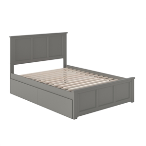 Leo & Lacey Madison Full Platform Bed  and Storage Drawers in Grey