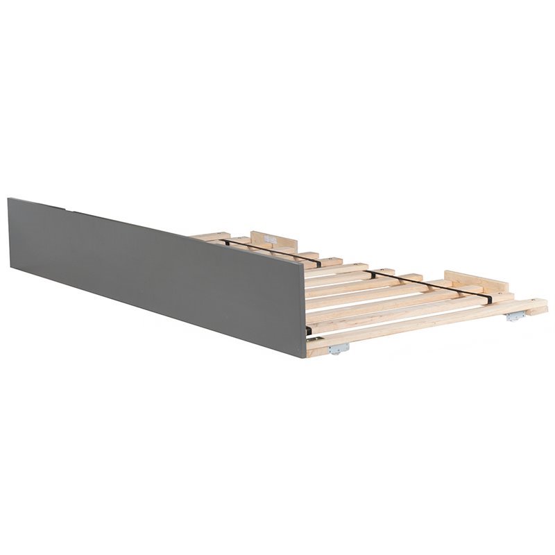Leo & Lacey Mid-Century Solid Wood Twin Size Panel Trundle in Gray