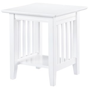 Leo & Lacey Contemporary Solid Wood End Table with Sturdy Leg in White