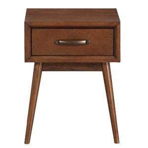 home fare draper mid-century modern wood end table in honey brown