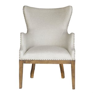home fare curved back arm chair linen white fabric