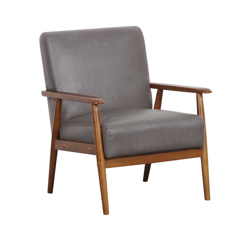 Home Fare Wood Frame Faux Leather Accent Chair in Lummus ...