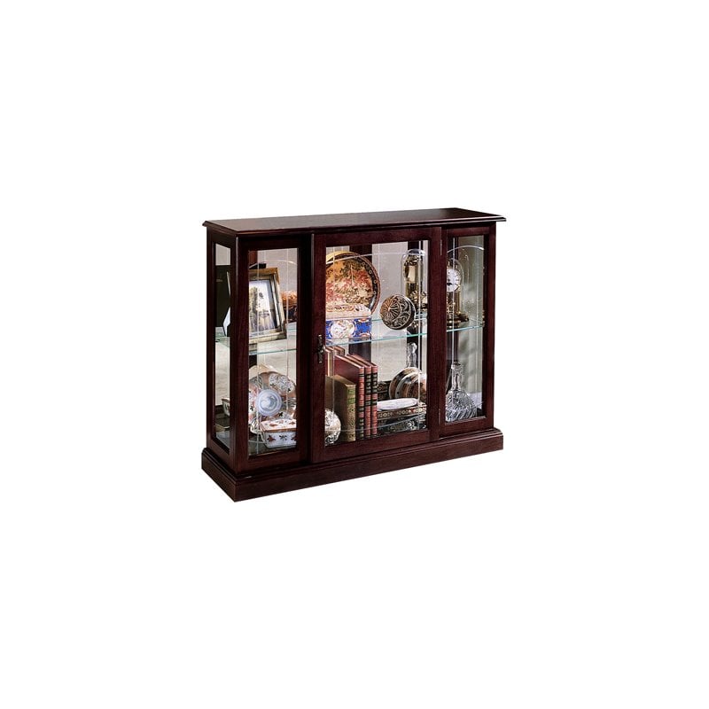 Ridgewood Cherry Mirrored Curio Console in Brown Finish by Pulaski Furniture