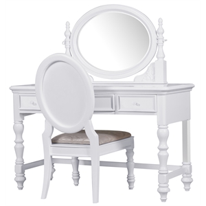 sweetheart vanity with mirror and chair in white