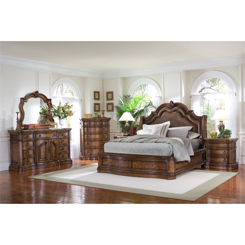 San Mateo Solid Wood King Bed in Mahogany Brown by Pulaski Furniture