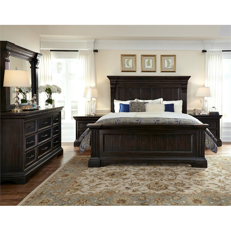 Caldwell Hard Wood Cal King Panel Bed in Deep Brown by Pulaski Furniture