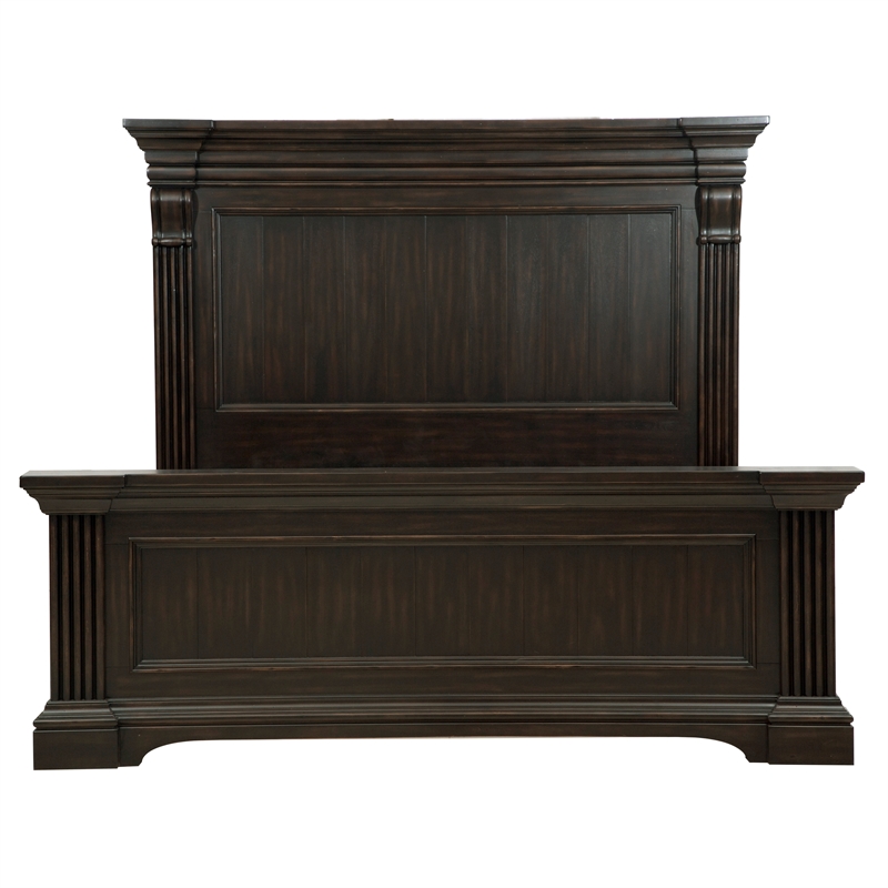 Caldwell Hard Wood Cal King Panel Bed in Deep Brown by Pulaski Furniture