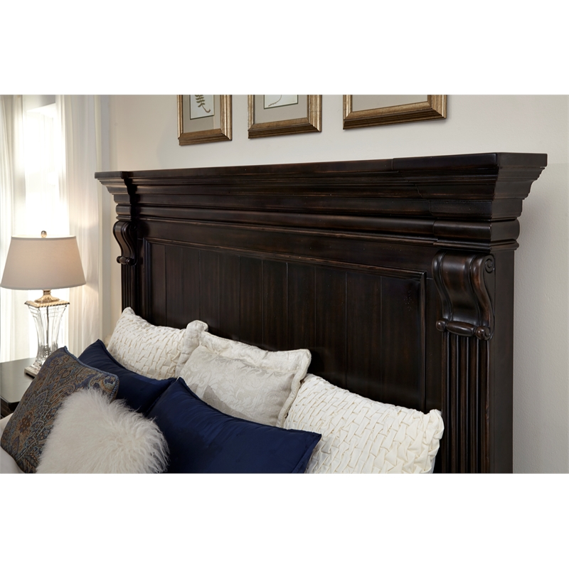 Caldwell Hard Wood Cal King Panel Bed in Deep Brown by Pulaski Furniture