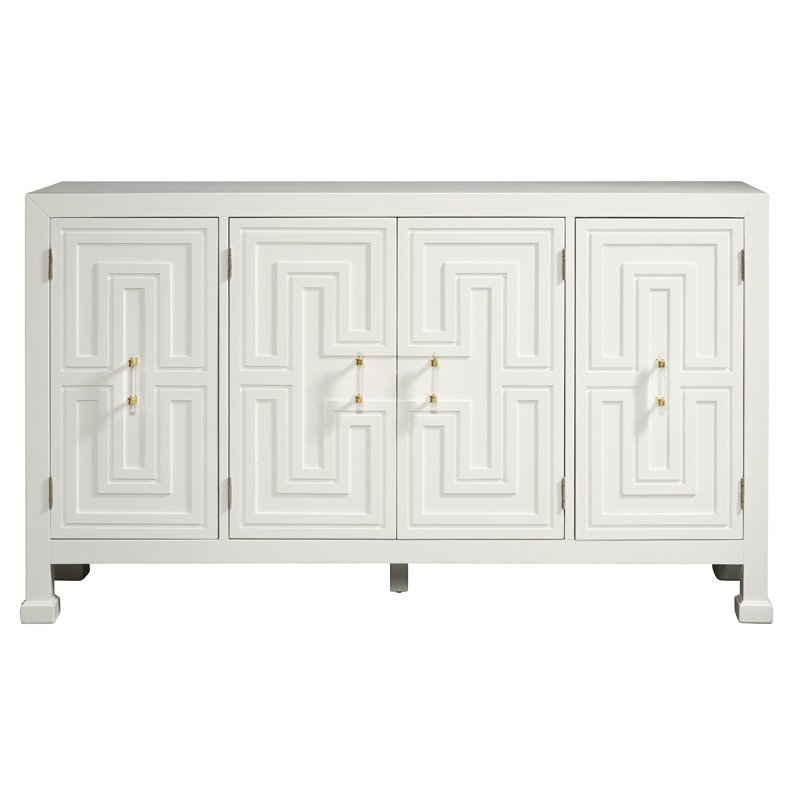 Home Fare Modern Geometric White 4 Door Credenza - D212-100