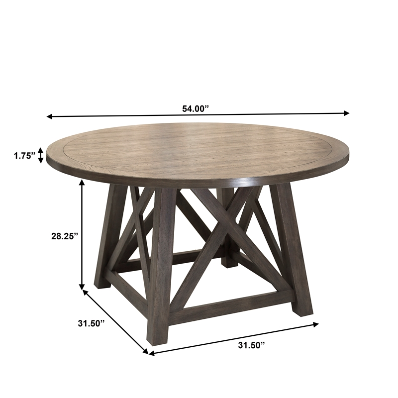 Home Fare Dark Oak Trestle Round Dining Table | Cymax Business