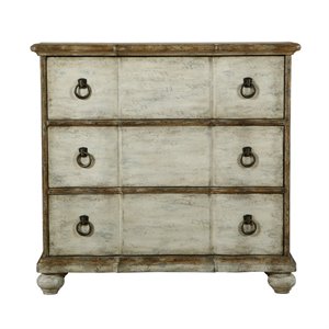 home fare distressed farmhouse three drawer chest in antique cream
