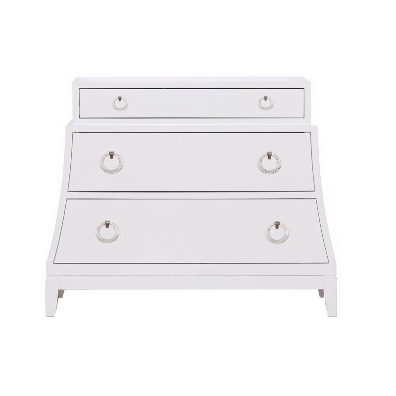 Home Fare Modern 3 Drawer Bombe Chest In White Ds D260 008