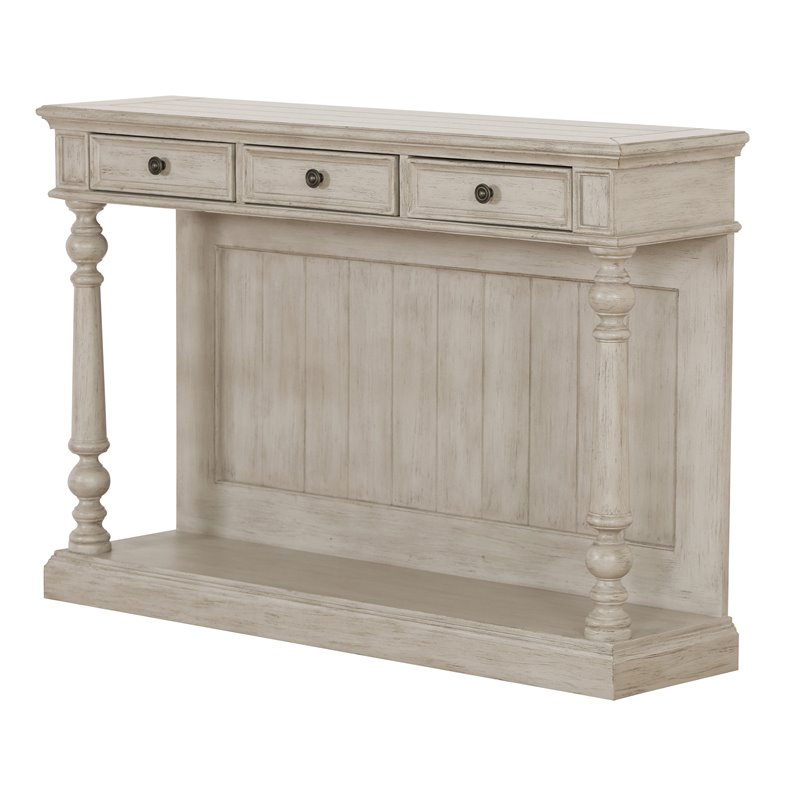 Home Fare Three Drawer Farmhouse Console Table In Prairie Beige