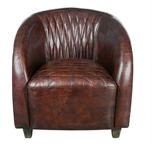 home fare continental quilted leather and copper club chair in chestnut brown