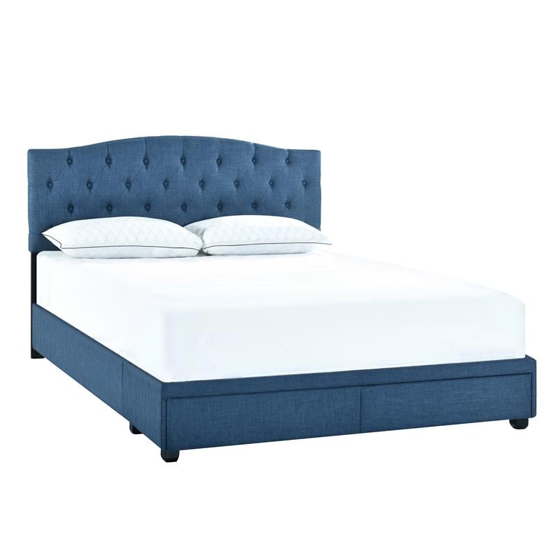 Queen Tufted Storage Bed in Blue Denim | Cymax Business