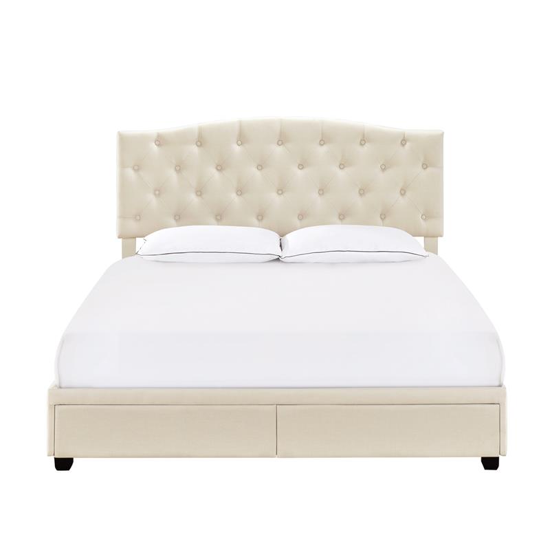 King Tufted Storage Bed In Linen Beige D401 296 1