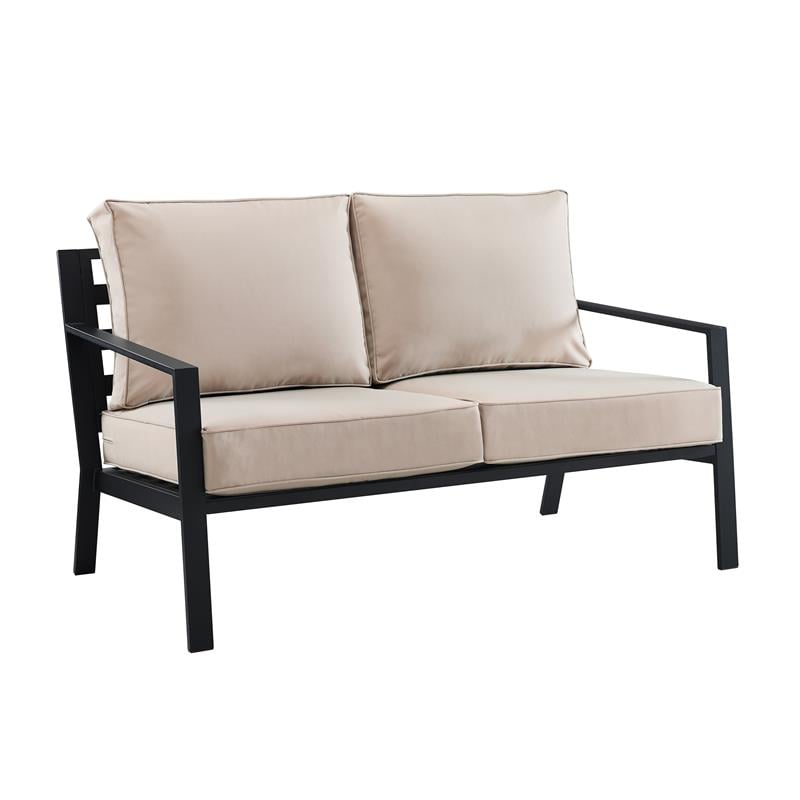 black metal patio loveseat