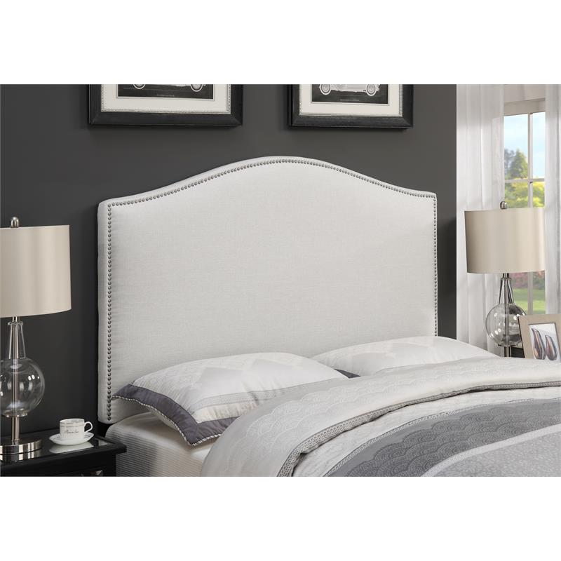 California-King Upholstered Headboard in White Fabric - DS-D016-270-432A