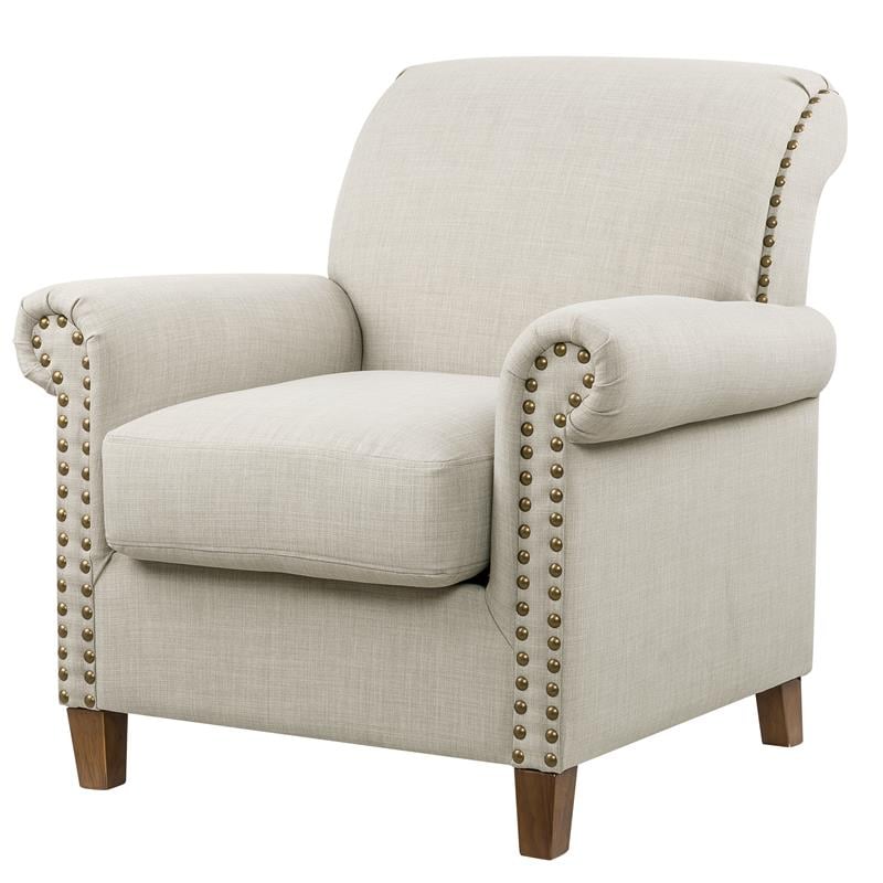 Nailhead Accent Arm Chair in Mist Gray Fabric 320DSC1337132