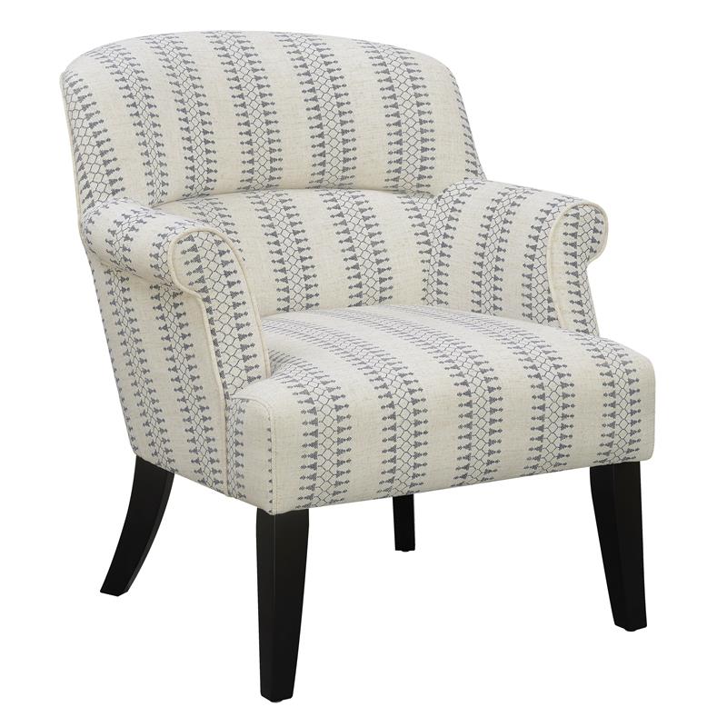 Roll Arm Accent Chair in Multi-Color Cream/Blue Fabric - DS-2524-900-976