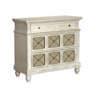 painted three drawer wood chest in cream