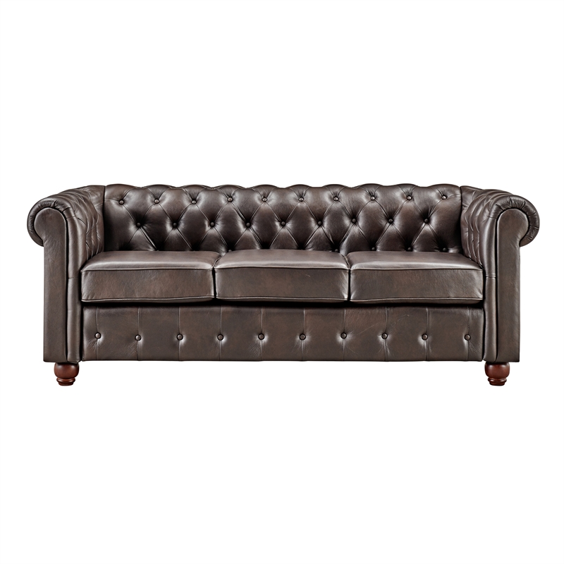 Chesterfield Sofa in Brown Top Grain Leather 340A862716K1