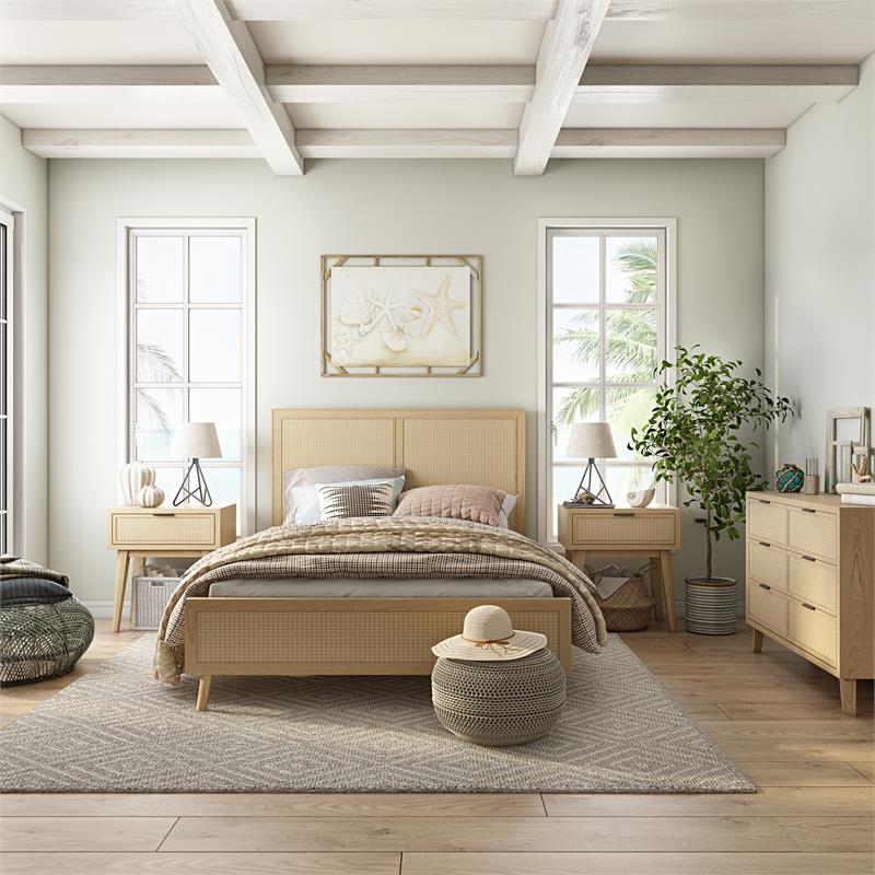 HomeFare Wood Cane King Headboard in Brown Cymax Business