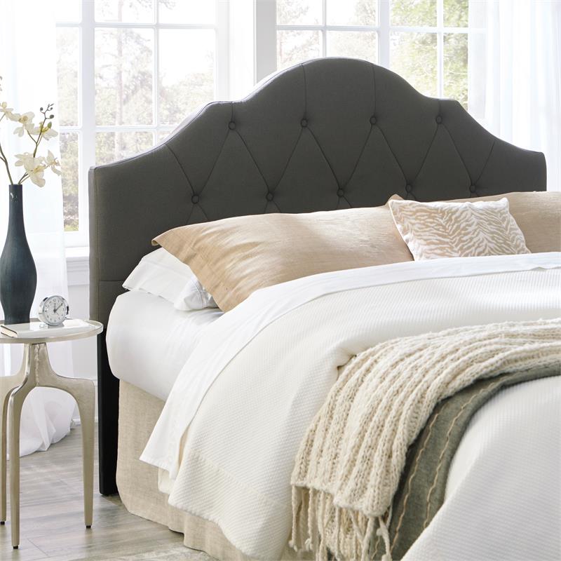 Curve Top Upholstered King Headboard in Charcoal