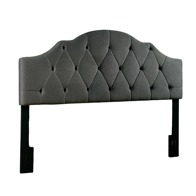 Curve Top Upholstered King Headboard in Charcoal