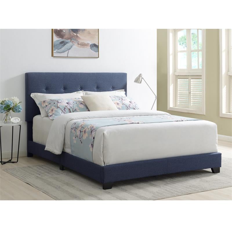 Tufted Twin Upholstered Bed in Denim Blue Fabric - DS-A125-288-1