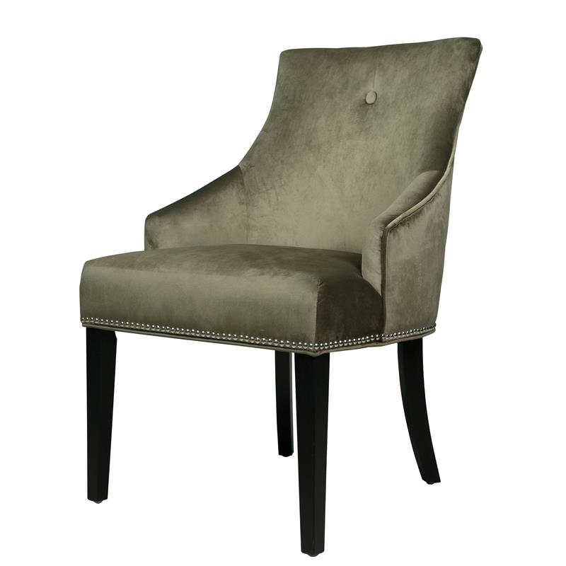 Nailhead Trimmed Upholstered Dining Chair in Moss Green - DS-2520-900-2