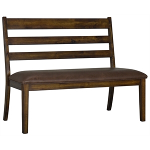 homefare wood mid-cenutry slat back settee in brown
