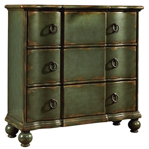 green distressed 3 drawer accent chest