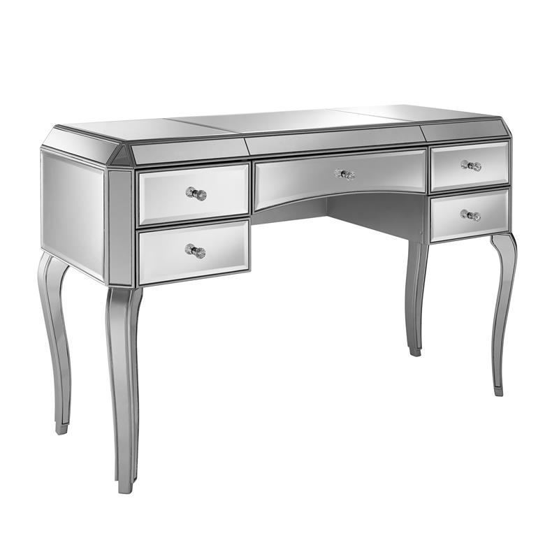 Gorgeous Glam Hammered Silver Desk, Glamour Vanity Table
