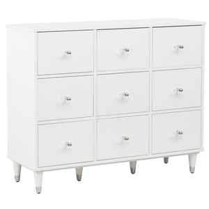 white modern glam 9 drawer dresser