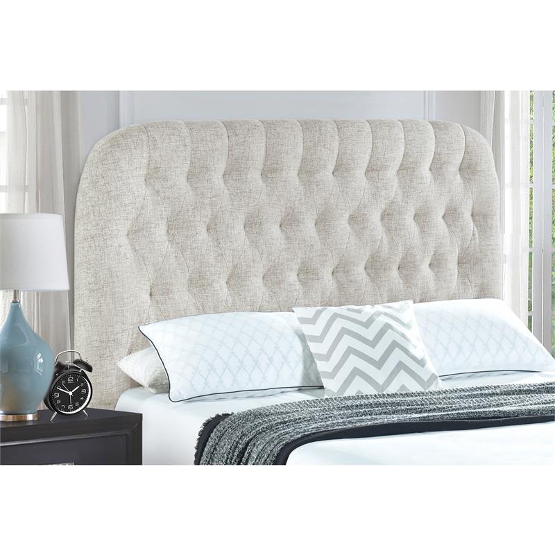 Rounded Corner Tufted King or California King Headboard in Oatmeal Gray ...