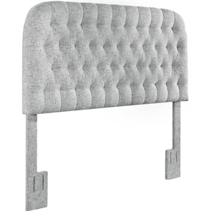 rounded corner tufted king or cal king headboard in platinum gray fabric
