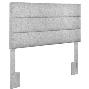 horizontally channeled full or queen headboard in platinum gray fabric