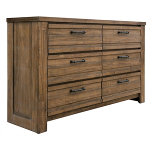 soho six drawer wood dresser in distressed brown