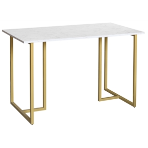 metal frame marble top desk in gold