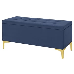 42 inch tufted fabric storage bench in navy