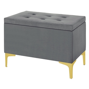 29 inch tufted fabric storage bench in charcoal gray