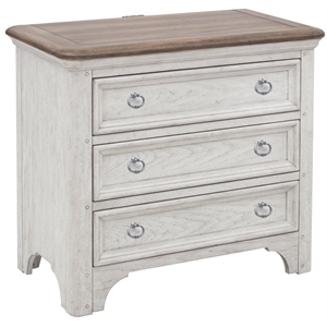 glendale estates 3 drawer usb charging nightstand in distressed white