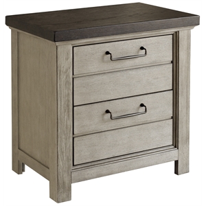 2 drawer usb charging nightstand in farmhouse gray